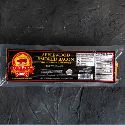 Applewood Smoked Bacon 1/2" Thick, 1lb, Duroc Pork