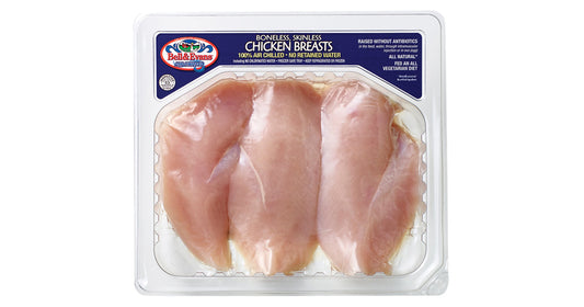 BELL & EVANS ALL NATURAL BONELESS CHICKEN BREASTS, 1 - 1.25 LB AVG TRAY PACK