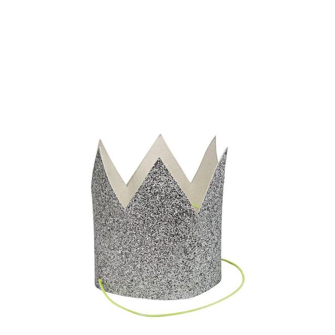 Mini Silver Glittered Crowns