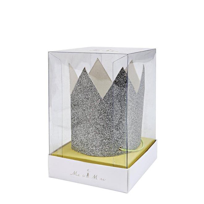 Mini Silver Glittered Crowns