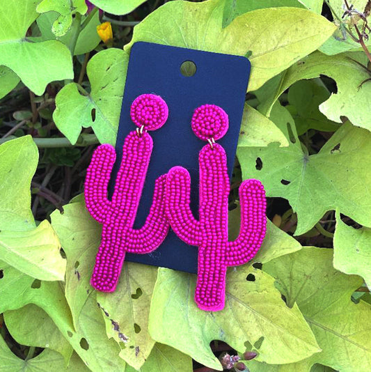 PINK CACTUS EARRINGS