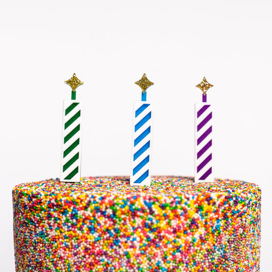 Candle Cake Topper- Cool Colors