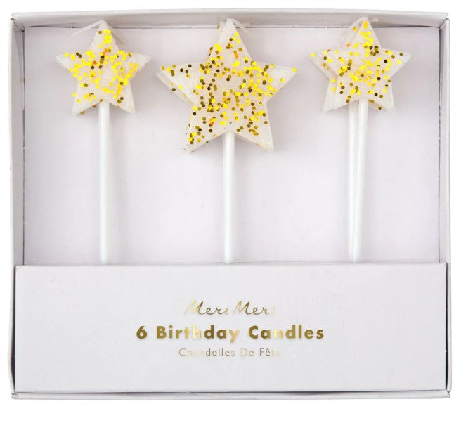 Gold Glitter Star Candles