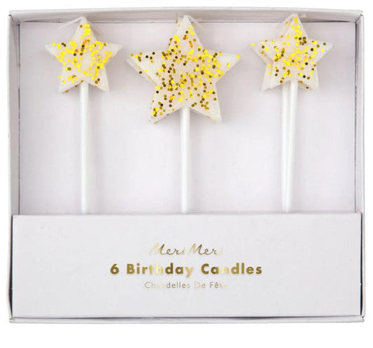 Gold Glitter Star Candles