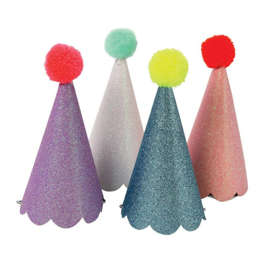 Glitter Pompom Party Hats