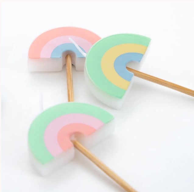 Rainbow Party Candles (x 5)