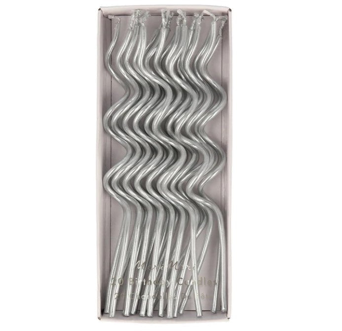 Silver Swirly Candles (x 20)