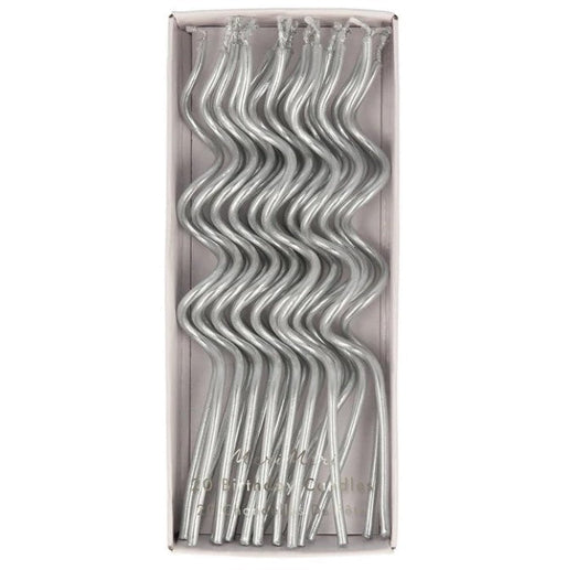 Silver Swirly Candles (x 20)